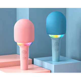 Karaoke Microphone Bluetooth ไมค์ร้องเพลงไร้สาย ไมโครโฟนบลูทูธ ไฟมีแสงกระพริบสี rainbow สวยน่ารัก ไมโคนโฟนคาราโอเกะ