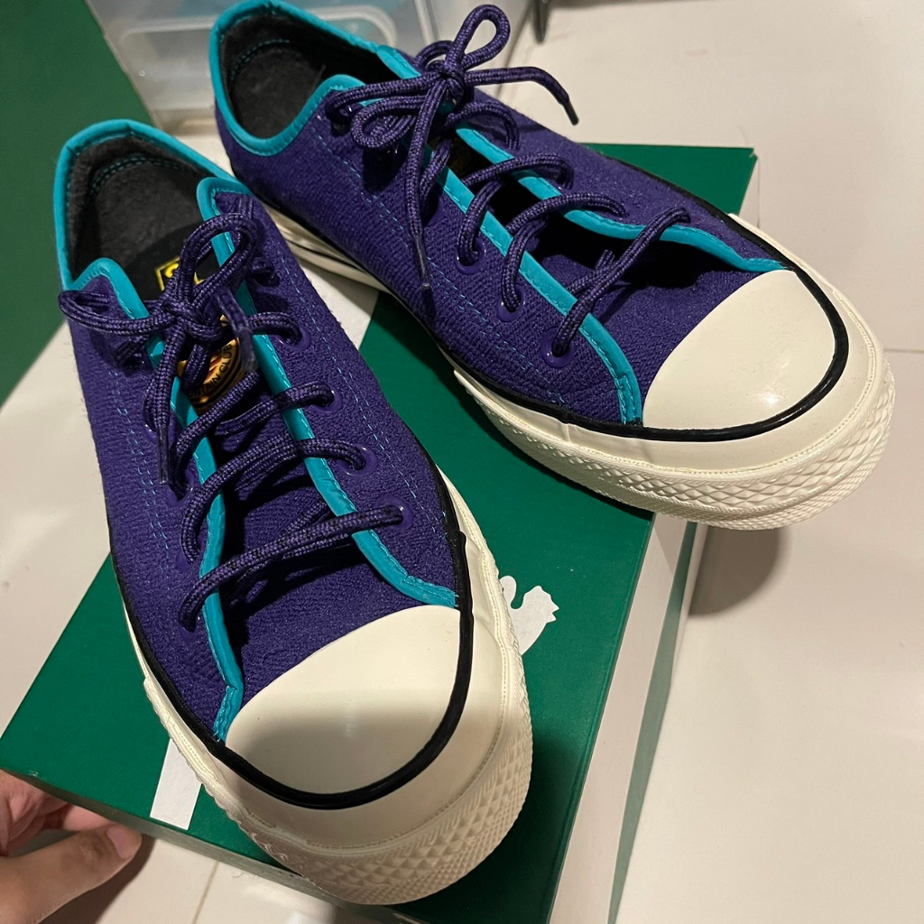 รองเท้ามือสอง 👟🔥 Converse Chuck'70 Archival OX Terry trainers in purple สีม่วงฉ่ำ