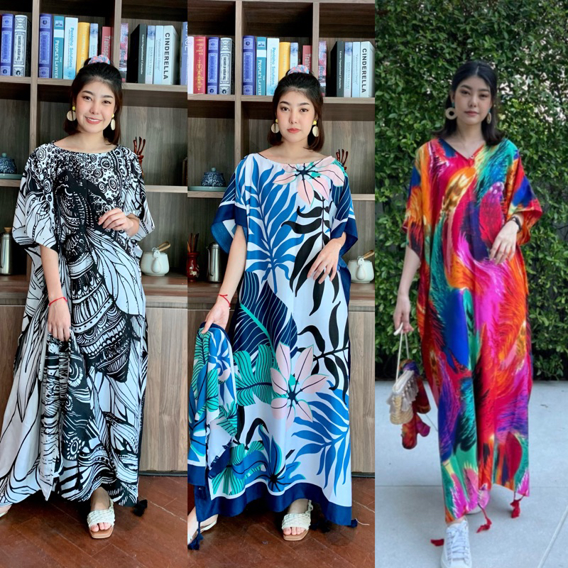 เดรสยาวแถมฟรีผ้าผูกผม
