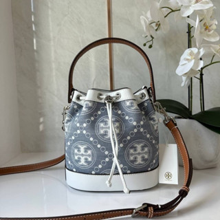 TORY BURCH T MONOGRAM DENIM BUCKET BAG