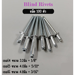 รีเวท แพ็ค100ตัว Blind Rivets สีเงิน มีครบทุกขนาด สินค้าพร้อมส่ง ตะปูรีเวท หมุดย้ำ ลูกรีเวท ดอกรีเวท