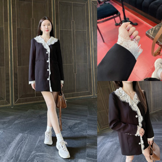 SLYQ WEDNESDAY LACE COLLAR BLAZER DRESS เบลเซอร์เดรสแขนยาวปกลูกไม้