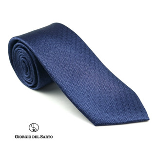 Giorgio Del Sarto Silk Necktie 8.5 cm Blue with Fabric Texture เนคไทผ้าไหมสีน้ำเงินมีเท็กเจอร์