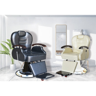 Barber chair เก้าอี้ตัดผมชาย ร้านบาร์เบอร์ ระบบไฮดรอลิค ปรับขึ้นลง เอนนอนได้ ฐานสแตนเลส