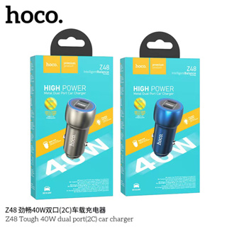 Adapter Type-C 2 port for car Hoco Z48 ที่ชาร์จมือถือในรถ ช่องไทป์ซี 2 ช่อง PD 40W ของแท้ หน้าปัดมีไฟล้อมรอบ