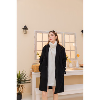 Month wool coat / unisex เสื้อโค้ทผ้าวูลสีดำ พรีออเดอร์ 5-7 วันค่ะ