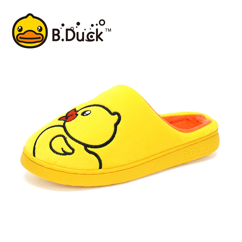B.Duck รองเท้าแตะผ้าฝ้ายในครัวเรือนรองเท้าแตะกันลื่นพื้นยาง