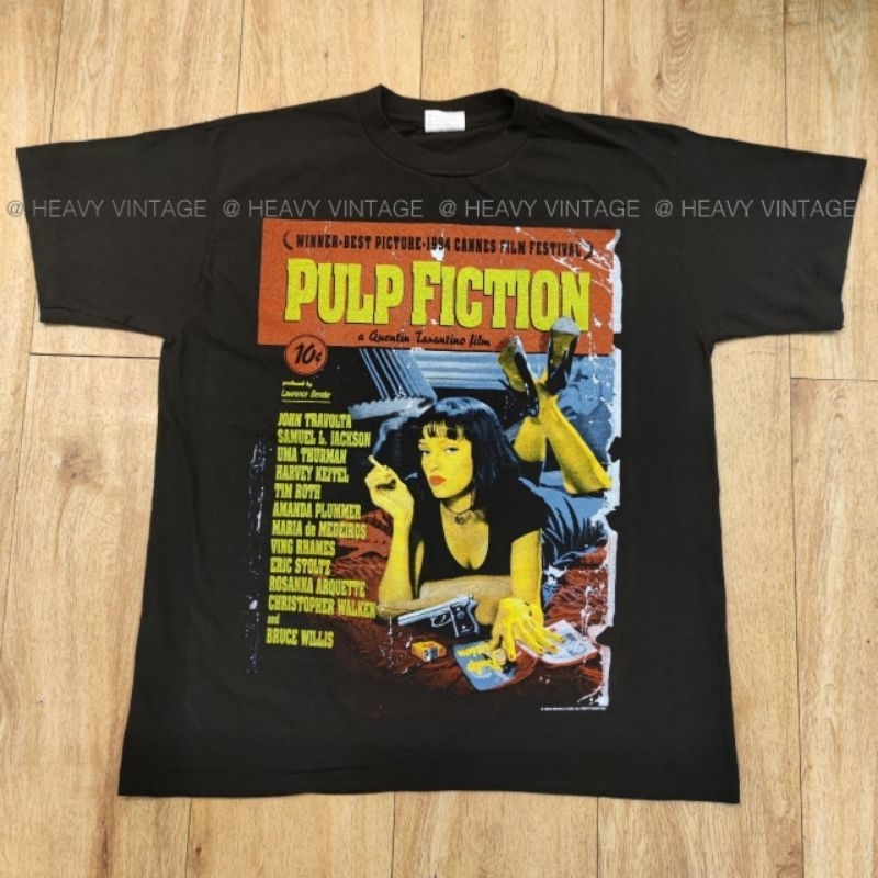 PULP FICTION MOVIE ฟอกไบโอ เฟดเสมอ ลายเสื้อหนัง ลายเสื้อภาพยนตร์ เสื้อวินเทจ heavy vintage shirt