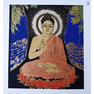 ภาพพิมพ์ศิลปะไทยงดงามบนผ้า No.4 - พุทธศิลป์แห่งความสงบสุข Exquisite Thai Art Prints on Cloth - Peaceful Buddha Art