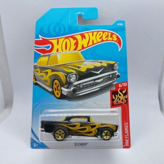 รถเหล็ก Hotwheels 57 CHEVY สีดำ ลายไฟ (ib1001)