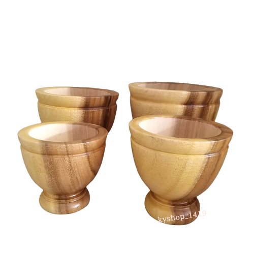 ครกไม้ พร้อมสาก เกรด A ครกไม้ส้มตํา ขนาด 6-9 นิ้ว ผิวเรียบเนียน ไม่มีตาไม้ สีเหลืองลายเนื้อไม้ธรรมชาติ ครกตำน้ำพริก - รูปที่ 3