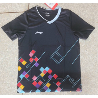 เสื้อแบดมินตันผู้ชายYonex คอกลม สีดำแขนขาว