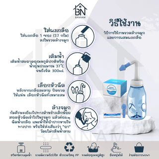 ขวดล้างจมูกเด็กและผู้ใหญ่ พร้อมเกลือล้างจมูก | ที่ล้างจมูก ใช้ง่าย ทำความสะอาดลึก