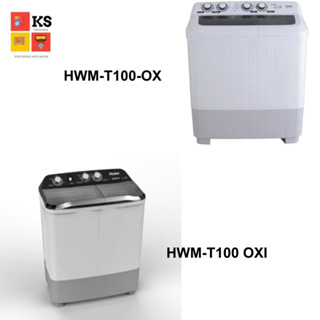 ราคาเครื่องซักผ้า 2 ถัง Haier รุ่น HWM-T100 OXI และ HWM-T100-OX (ความจุ 10 กก., ถังปั่น 6.5 กก.)
