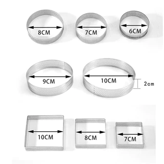 แม่พิมพ์ทาร์ตสแตนเลส แบบรู ขนาด 7cm 8cm 10cm ทรงกลม วงรี และสี่เหลี่ยม Tart Ring พิมพ์วงแหวนกรุทาร์ต