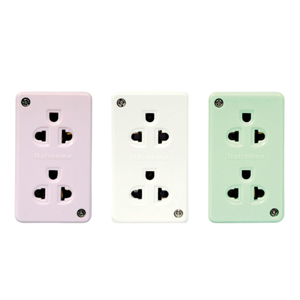 เต้ารับกราวด์คู่ลอย คละสี WKG04