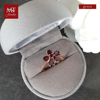 MT แหวนพลอยแท้ โรโดไลท์ (Rhodolite) ตัวเรือนเงินแท้ ชุบทองคำขาว  Natural Gemstone Silver Ring (gr464) ไซส์ : 54, 57, 60 MT Jewelry (มณีธารา)