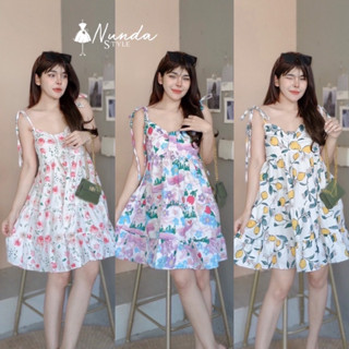 🧧Nunda Style 🧧Mini Dress เดรสผูกไหล่ ด้านหลังสม๊อค รุ่นนี้ไม่ควรพลาดบอกเลย เนื้อผ้าไหมอิตาลี่