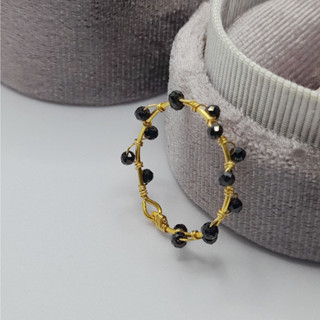 [พร้อมส่ง]แหวนลวดดัด แหวนพลอยนิลสีดำแท้Handmade Natural Black Spinel Starry Ring แหวนทำมือ(เลือกหรือแจ้งขนาดนิ้ว)