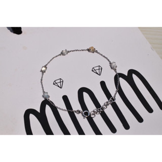 สร้อยข้อมือพลอยดิบ 5 เม็ด #minimsilverbracelet #minimsignature B097