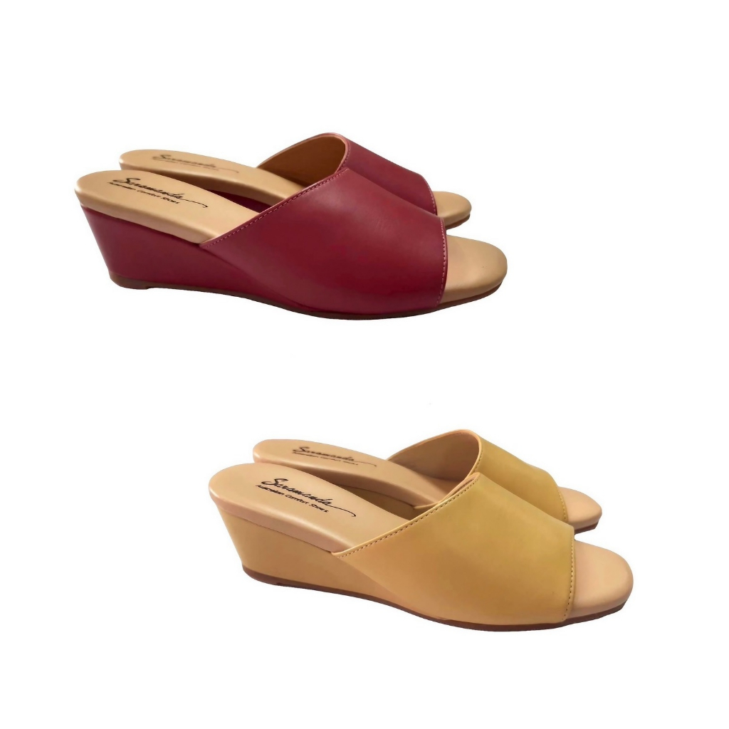 Saramanda รุ่น 222016 Myra รองเท้าแตะส้นตึกผู้หญิง แบบหนีบ สูง 1 นิ้ว หนังวัวแท้ มี 5 สี