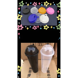 （25ใบ) เเก้วPP ยีราฟท์ 1000ML สีดำ/สีใส พร้อมฝา