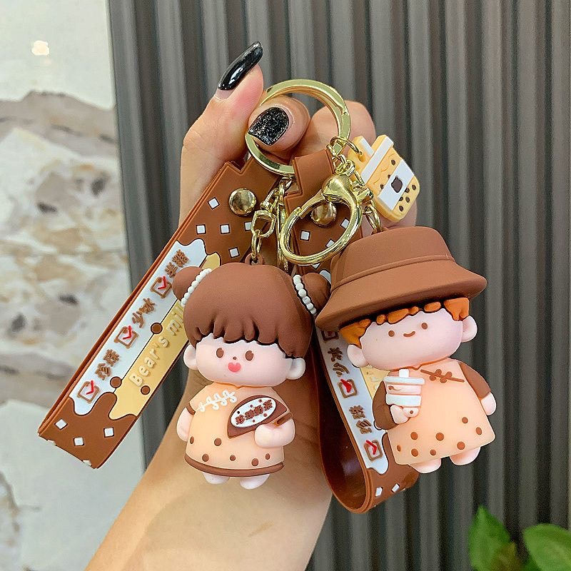 🎀พวงกุญแจ YS151🎀เด็กการ์ตูน ชานมไข่มุก น่ารักๆ เหมาะกับของขวัญ สําหรับห้อยกระเป๋า/ห้อยกุญแจ พร้อมส่ง