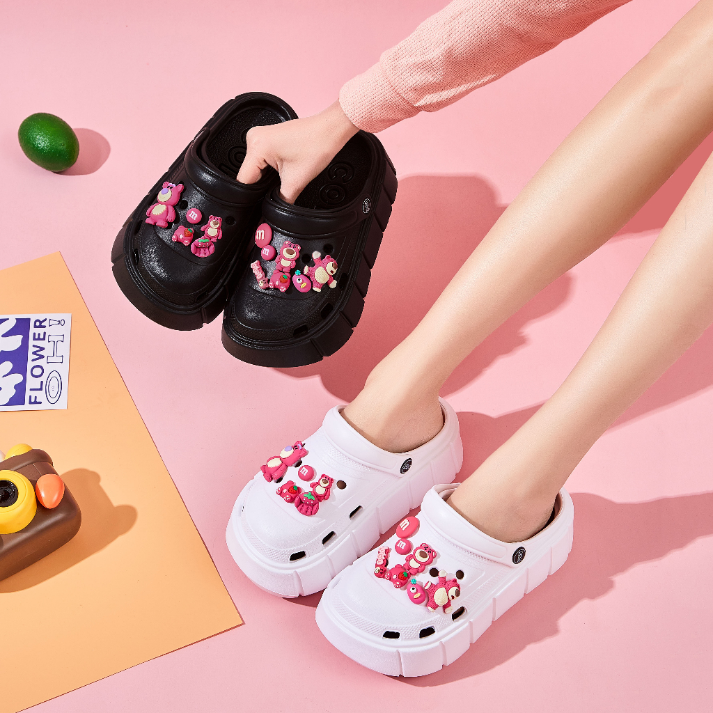 luck-28 🚀พร้อมส่ง🚀รองเท้าหัวโต รองเท้าแตะหัวโต ร้องเท้าหัวโต ลายการ์ตูน พื้นหนา 6 ซม ไซซ์ 36-41