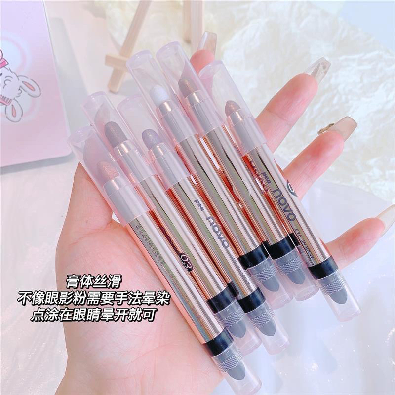 5851 (ใหม่/แท้) NOVO อายแชโดว์แท่งสองหัว หัวฟองน้ำ ชิมเมอร์ ติดทนยาวนาน Highlighter Eyeshadow Pen