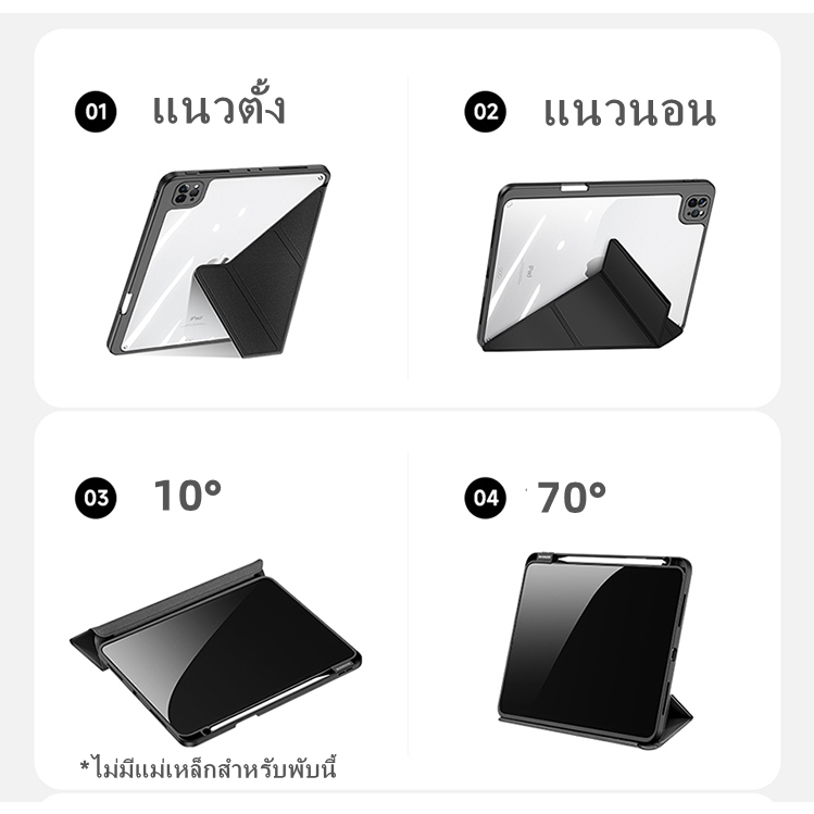 เคสไอแพด ประเภท Y วัสดุอะคริลิค For gen9/gen8/gen7 10.2 Air3 10.5 Air4/Air5 10.9 pro11 2020/2018พร้อมช่องเสียบปากกา ราคา ถูกที่สุด ดีลบีเคเค แกลเลอรีภาพที่ 2