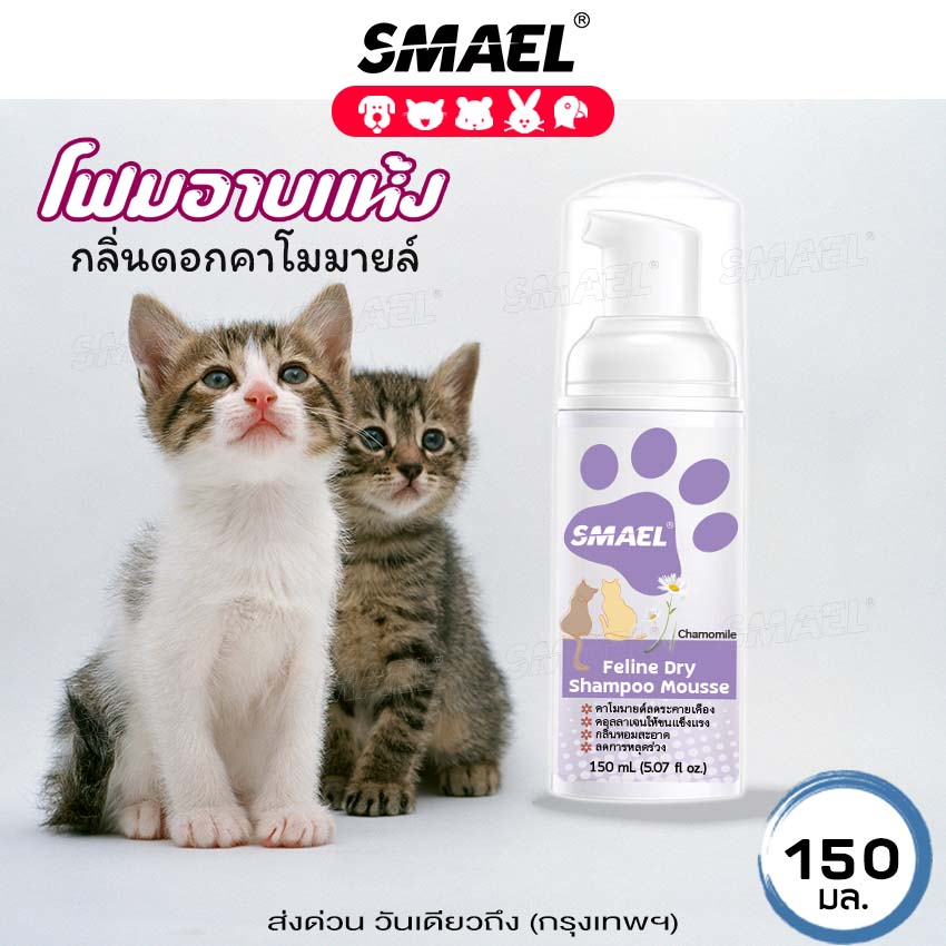 SMAEL Pet มูสโฟมอาบน้ำแห้ง แชมพูอาบน้ำแห้งแมว 150 ml. สูตรอ่อนโยนกลิ่นหอม สามารถเลียขนได้ สัตว์เลี้ยงขนาดเล็ก S005