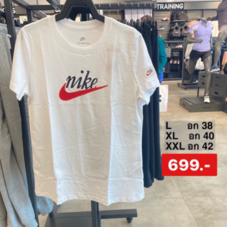 เสื้อยืด Nike ลิขสิทธิ์แท้100% ผ้าฝ้ายคอกลม ชายหญิง สีขาว-ดำ DV6121 100