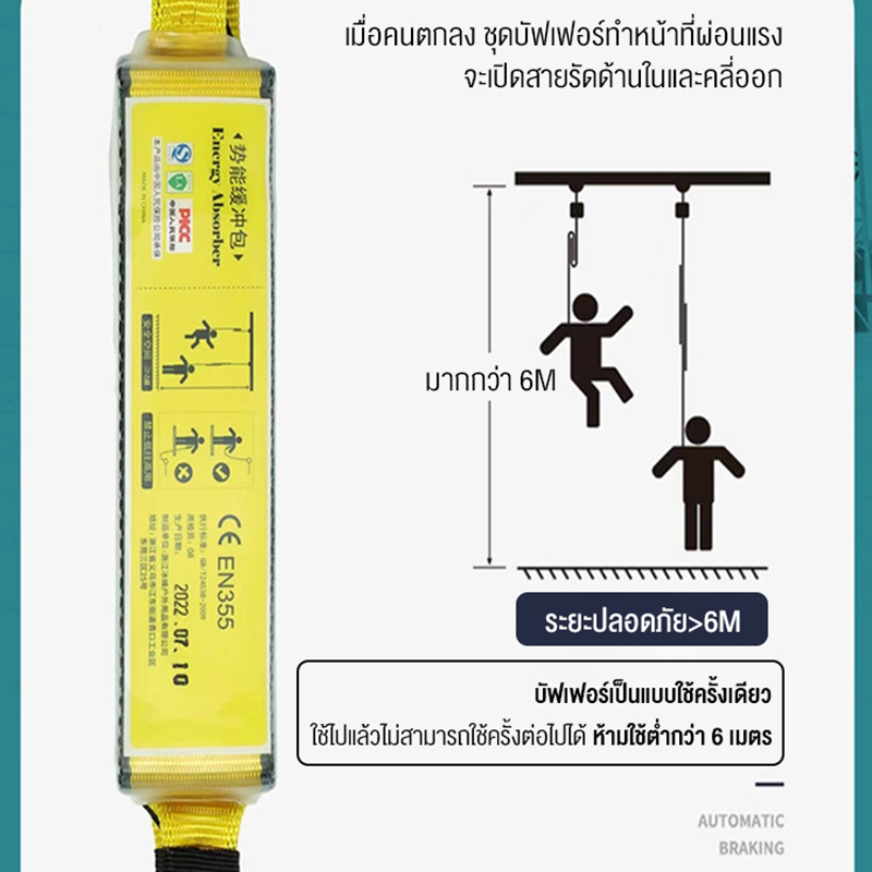 เข็มขัดเซฟตี้ นิรภัย เชือก 3/2 เมตร พร้อมบัฟเฟอร์ เส้นคู่และอุปกรณ์ดูดซับแรงกระซาก high altitude seat belt - รูปที่ 6