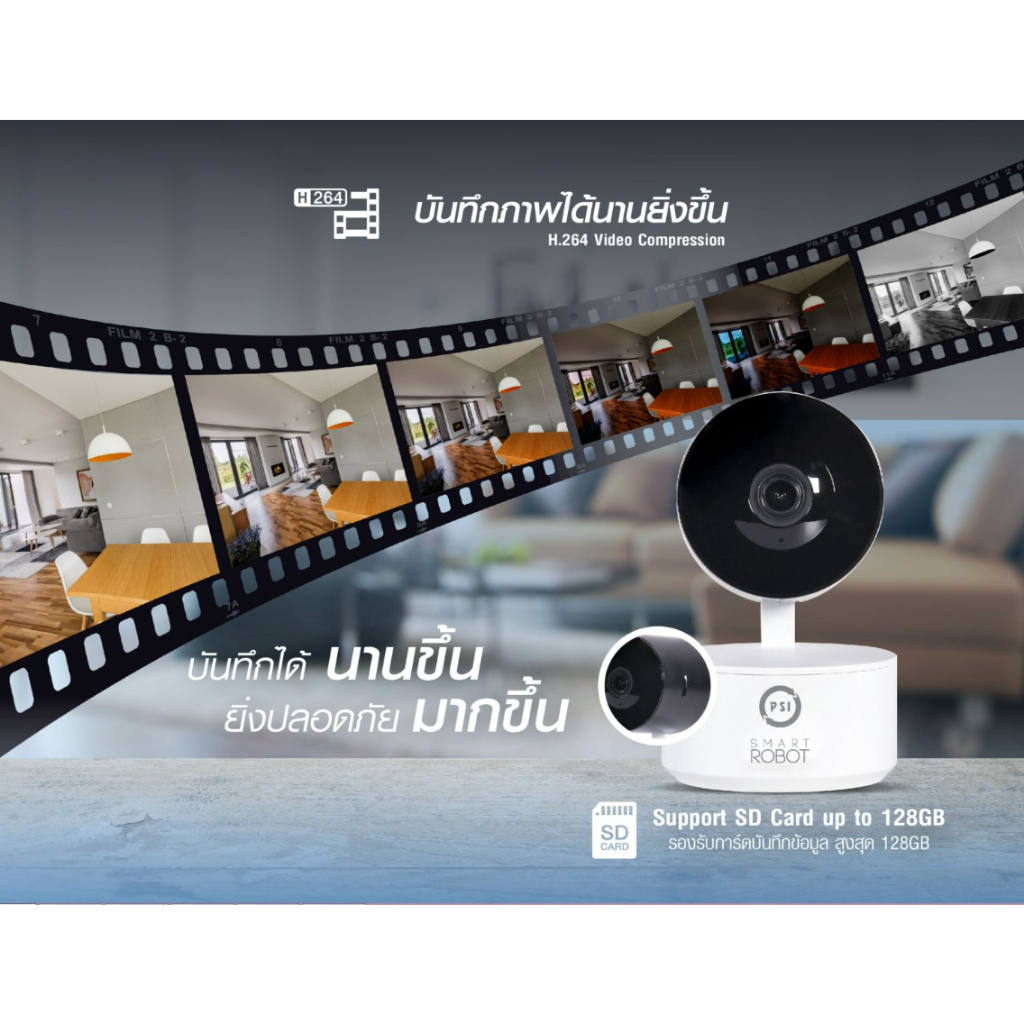 กล้อง PSI ROBOT 4 กล้องวงจรปิดไร้สาย Wifi Full HD ความละเอียด 2MP หมุนได้ 345องศา พูดคุยโต้ตอบได้