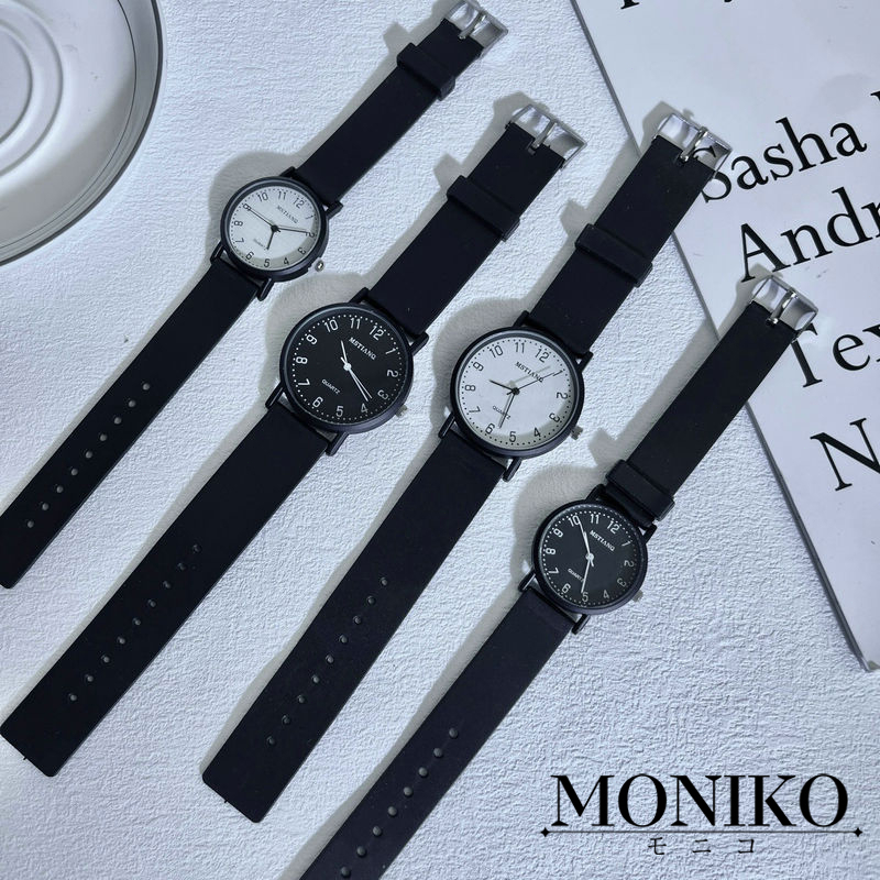 MONIKO นาฬิกาข้อมือดิจิทัล ทรงกลม สีดํา สีขาว สไตล์สปอร์ต แฟชั่นคู่รัก สําหรับผู้หญิง และผู้ชาย - รูปที่ 2