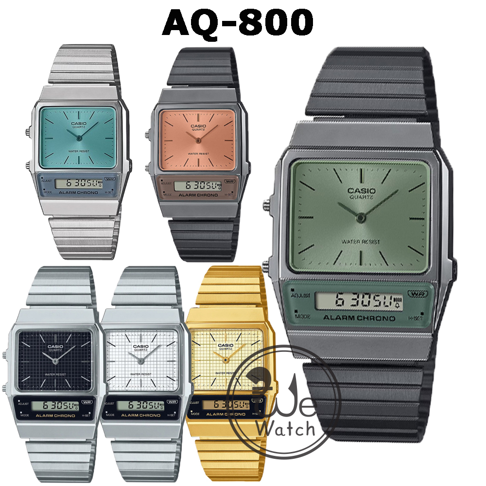CASIO ของแท้ รุ่น AQ-800 series เหมาะชายและหญิง วินเทจ กล่องและรับประกัน 1 ปี AQ800 AQ-800EC AQ-800E