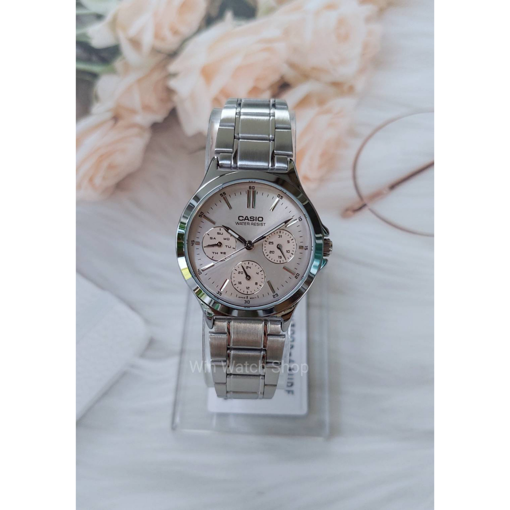 นาฬิกา Casioแท้ รุ่น LTP-V300D-4A นาฬิกาผู้หญิง สายแสตนเลส หน้าปัดสีชมพูหวาน - ของแท้ 100% รับประกันสินค้า 1 ปีเต็ม