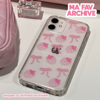 (pre-order จากเกาหลี) mafavarchive - strawberribbon jelly case เคสมือถือคลุมรอบเครื่อง