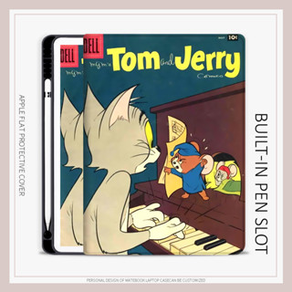 cartoon Tom Jerry เคสไอแพด mini1/2/3/4/5/6 air4/5 เคส มีถาดใส่ปากกา iPad 10.2 gen7/8/9 gen10 case iPad pro11 2022 cover