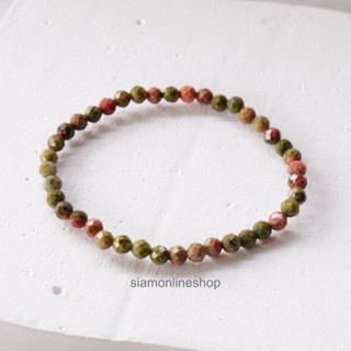 FACETED UNAKITE หินยูนาไคต์ แบบเจียเหลี่ยม ขนาด 4 มม. หินถูกหวย สร้อยข้อมือหินแท้ by siamonlineshop