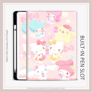 cartoon Sanrio เคสไอแพด air4/5 mini1/2/3/4/5/6 เคส มีถาดใส่ปากกา iPad 10.2 gen7/8/9 gen10 case iPad pro11 2022 cover