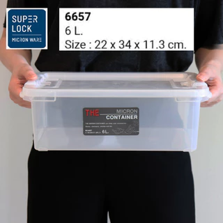 Micronware รุ่น 6657 กล่องอเนกประสงค์ ขนาด 6 ลิตร ไม่จับฝุ่น ประหยัดพื้นที่ ฝาปิดแน่นสนิท พร้อมตัวล็อคฝา