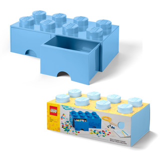 กล่องเลโก้ กล่องลิ้นชัก กล่องใส่เลโก้ LEGO Brick Drawer 8 knob สีฟ้า Light Blue 50x25x18 cm ลิขสิทธิ์แท้