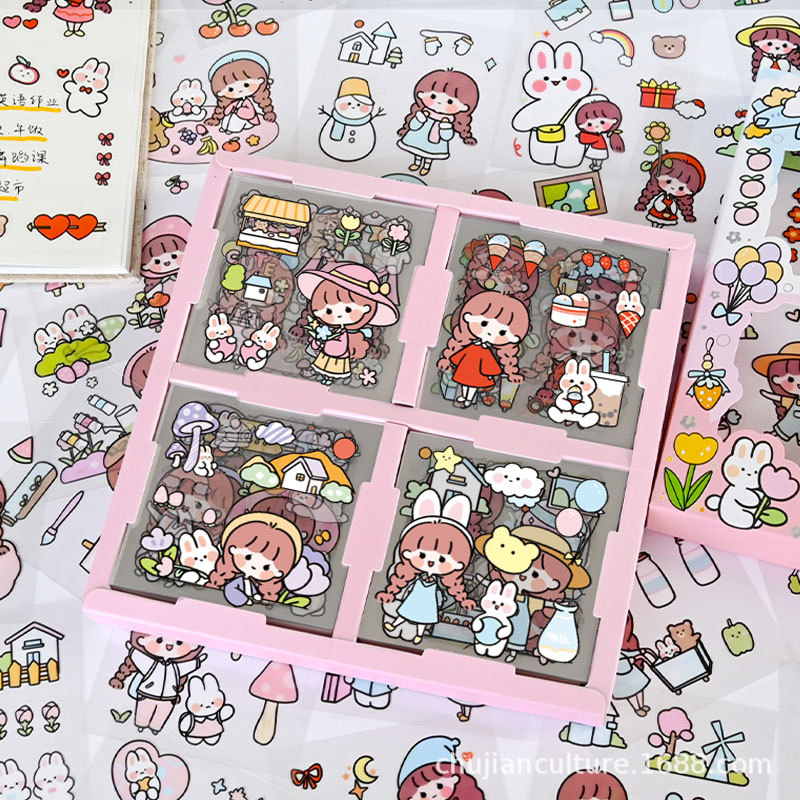 สติ๊กเกอร์ PVCไดคัท 100 แผ่น พร้อมกล่อง (CJWH001)