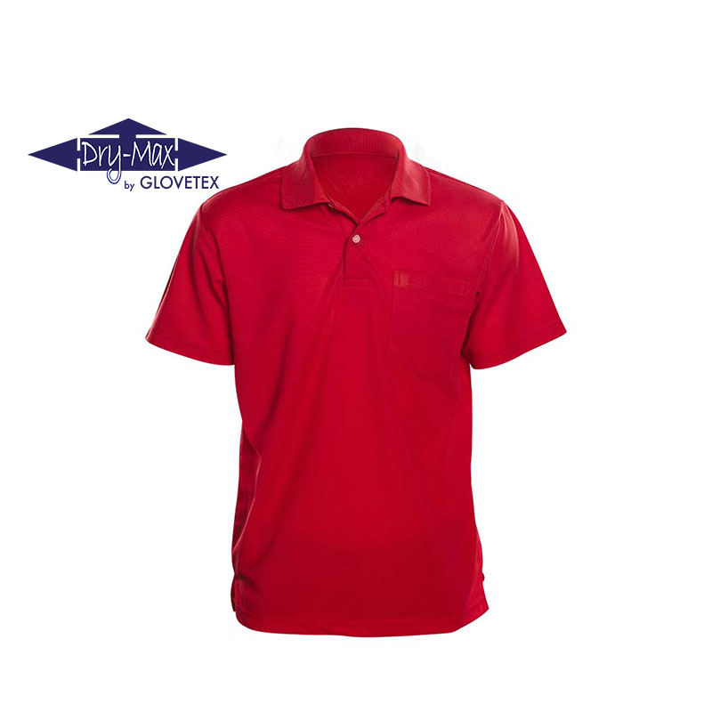 เสื้อโปโลสีแดง DRYMAX รุ่น แขนปล่อยคอปก