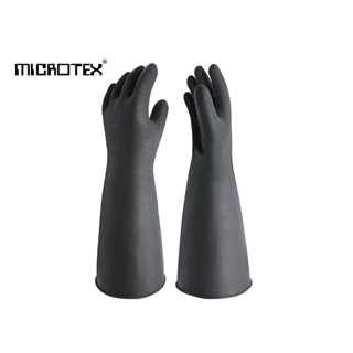 ถุงมือยางธรรมชาติยาว 16 นิ้ว MICROTEX® รุ่น Super Black-HFC | หนาพิเศษ | Food Grade