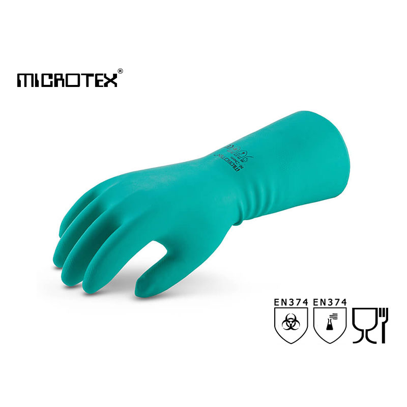 MICROTEX HI-CHEM ถุงมือยางไนไตรสีเขียว | สำหรับสัมผัสน้ำมัน | สัมผัสสารเคมี | สัมผัสอาหารได้