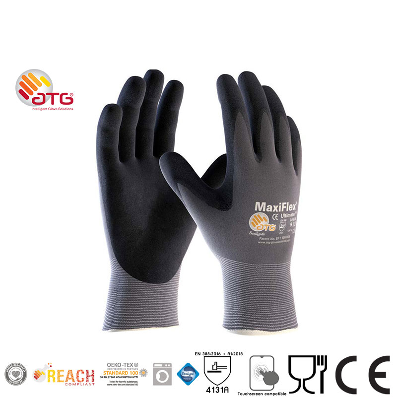 ATG MaxiFlex Ultimate ถุงมือถักเคลือบไนไตร | สัมผัสน้ำมัน | กันลื่น | งานDIY