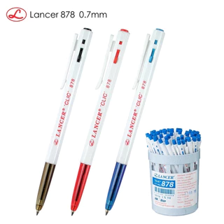(USP)💯พร้อมส่ง💯(50ด้าม) Lancer ปากกาลูกลื่น Click 878 หัว0.7มม ลูกลื่นกด แลนเซอร์ คลิ๊ก น้ำเงิน ดำ แดง ปากกา ลูกลื่น