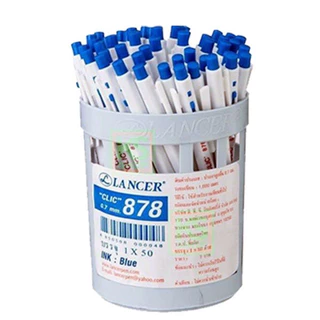 (USP)💯พร้อมส่ง💯(50ด้าม) Lancer ปากกาลูกลื่น Click 878 หัว0.7มม ลูกลื่นกด แลนเซอร์ คลิ๊ก น้ำเงิน ดำ แดง ปากกา ลูกลื่น